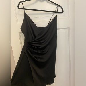 Black Dynamite satin mini wrap dress